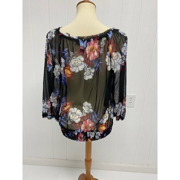 INC International Concepts women's top transparent floral size L - Picture 9 of 9